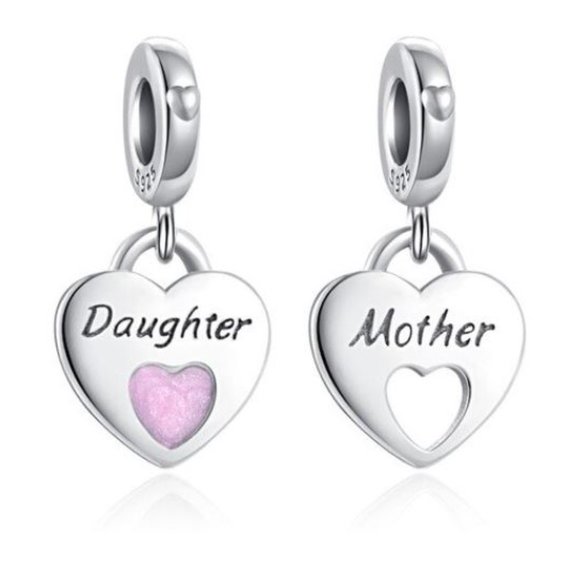Jewelry - 💜 Sterling Silver Mother Daughter Double Heart Split Dangle Charm